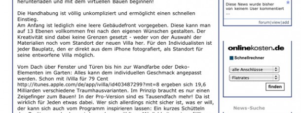 Rückblick 2010: iVilla weltweit bestes Architektur-App – Architekten bald überflüssig